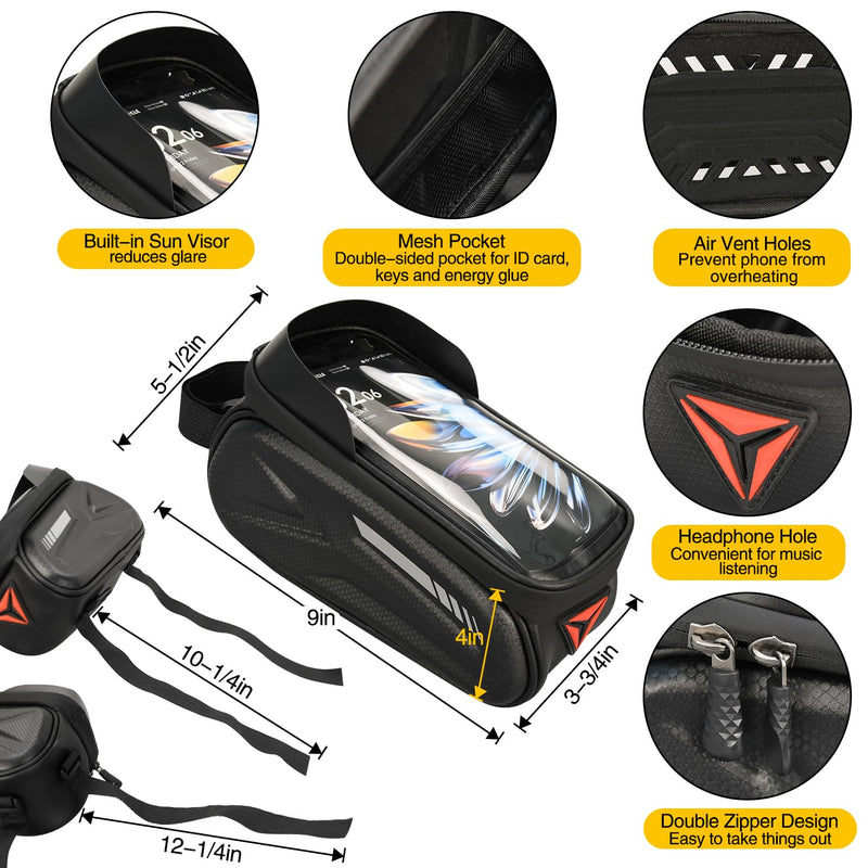 Bike Repair Kit, Bicycle Repair Bag With Tire Pump, Bike Tool Kit for Camping Travel, 16-in-1 Bike Multitool, Bicycle Tire Repair Kit, 4mm and 5mm Allen Wrenches, Used for Mountain Bike and Road Bike Bike Phone Bag Set