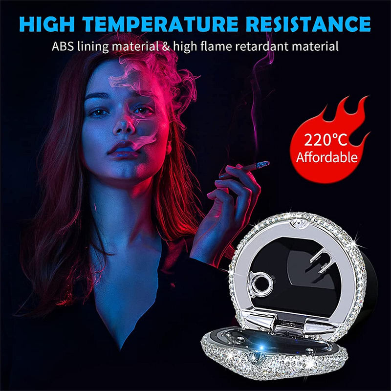 eing Car Ashtray Portable Bling Cigarette Smokeless Cylinder Cup Holder with Blue LED Light Indicator,Car Accessories for Women,Ideal for Car,Home and Office,1 - Pack Black+White 1 -Pack Black+White