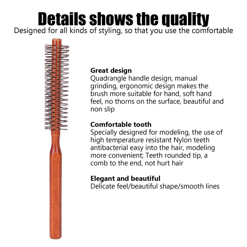 Small Round Brush for Short Hair, Mini Quiff Roller for Women and Men, Bangs Beard Styling Lifting Curling Blow Dry Hair Brush 8.3x1.0in