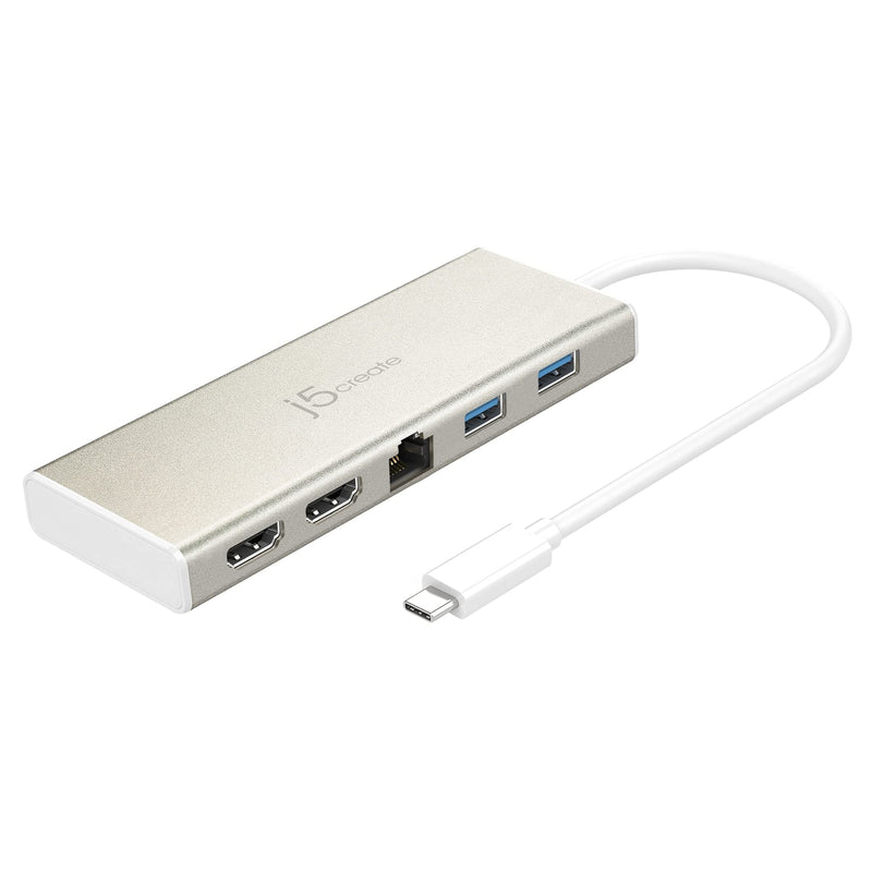 j5create USB-C Mini Dock- Type C Hub with 2X HDMI, 2X USB 3.0, Ethernet, Power Delivery 2.0 (JCD381)