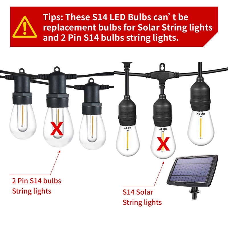 Meconard 48 Pack S14 LED String Light Bulbs, 1 Watt Shatterproof Replacement Bulbs for Patio Outdoor Sting Lights, E26 Medium Screw Base, Warm White 2200K, Non-Dimmable 48 Count (Pack of 1)
