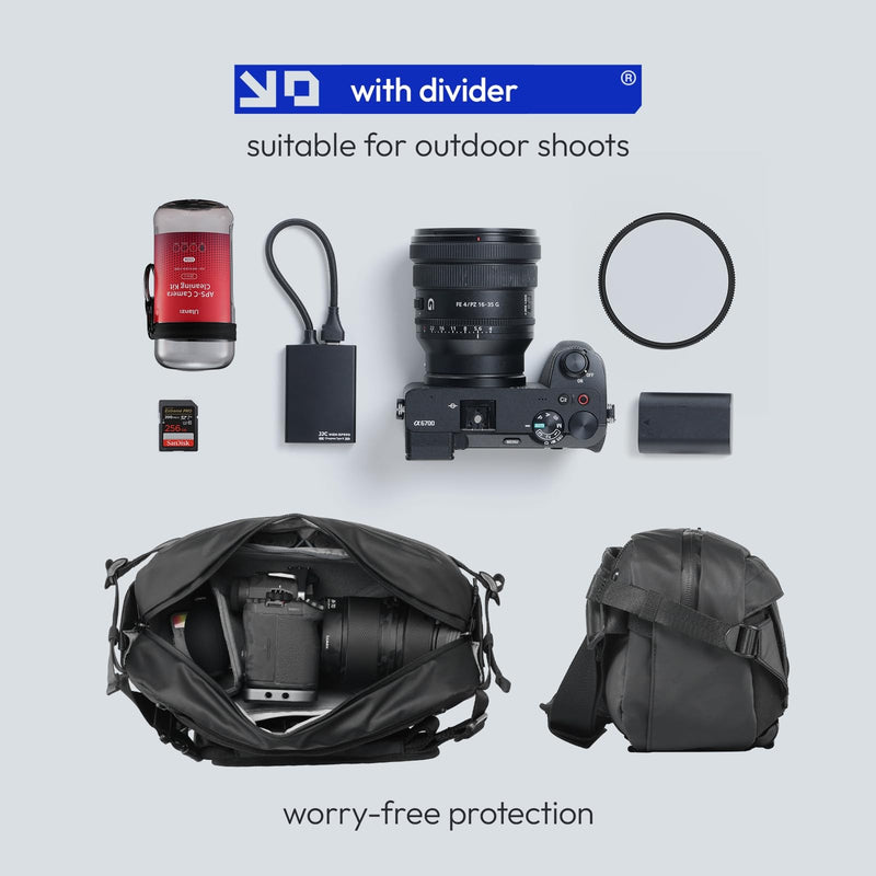 ULANZI 9L Camera Sling Bag, Water-Resistant Camera Case with Tripod Holder | DSLR/SLR/Mirrorless Camera Bags Crossbody for Photographers Video Photo Live Pov Vlog Photography Accessories- Black Black 9L