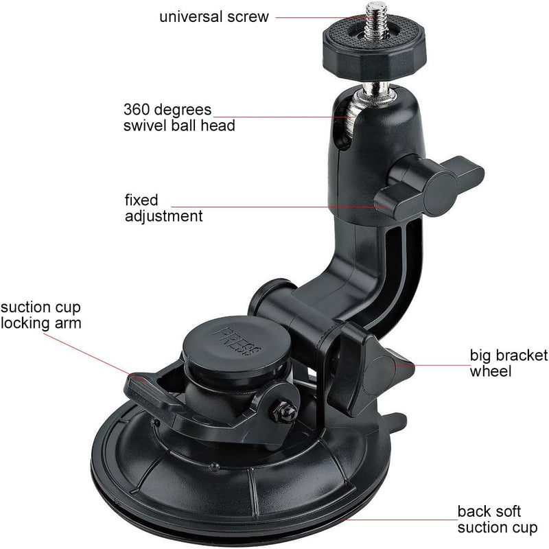 PellKing Heavy Duty Camera Car Windshield Mount 360 Degree Rotation Adjustment Suction Cup Mount for Insta360 X3/X2/X