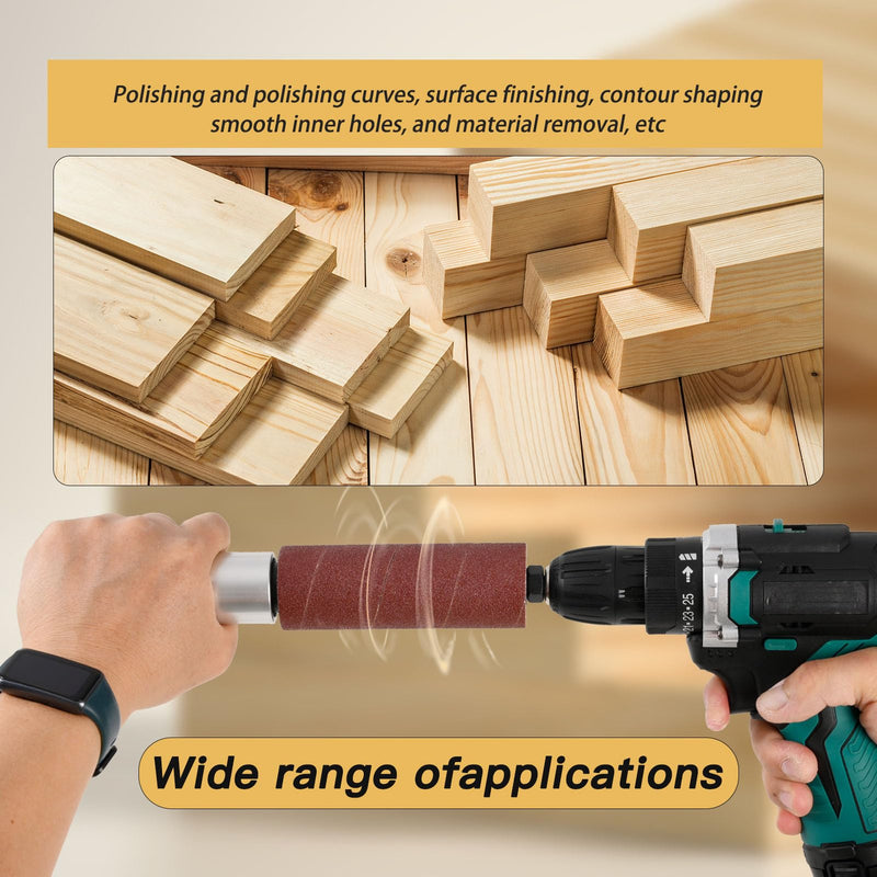 Hand-Held Drum Spindle Sander for Woodworking,Rubber Sanding Drum for Drill (Silvery) Silvery