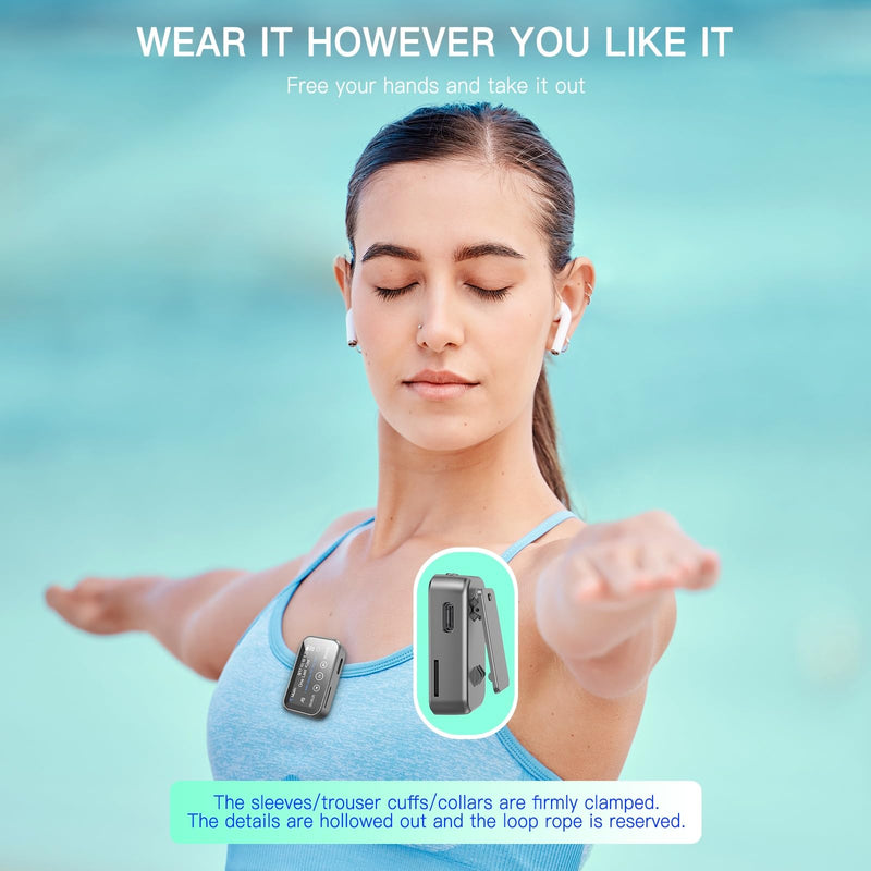 MP3 Player with Bluetooth, Portable Digital Lossless 8GB Music Player with Built-in Speaker, 1.47 in Full Touch Screen, Digital Voice Recorder, FM Radio, Mini Back Clip Design Free Wired Headphones Silver