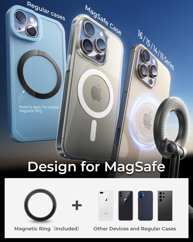 2026 Upgraded 2-Pack for MagSafe Vacuum Car Phone Mount, Car Phone Holder | 2800gf Strong Magnetic Phone Holders for Your Car, 360° Adjustable 98LBS Suction Cup Car Mount, for iPhone 12–17 Pro Max Black