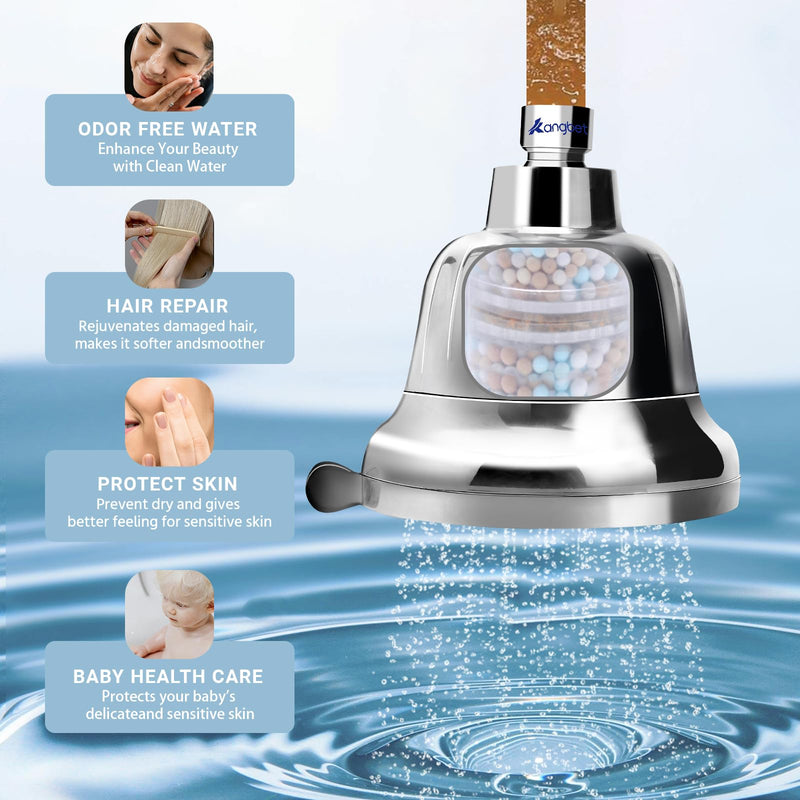 Filtered Shower Head - Water Softener Shower Head - Shower Filter for Hard Water Remove | Reduces Impurities Chlorine and Harmful Substances - Chrome 5.5 Inch-2.5GPM