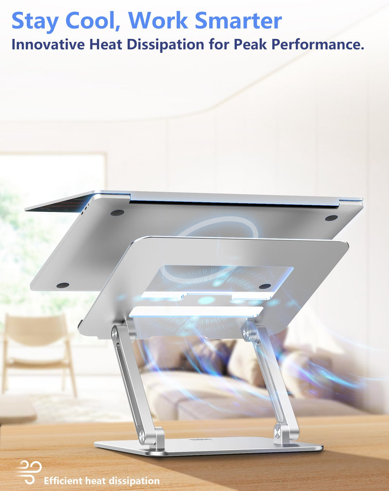 Laptop Computer Stand Adjustable Height-Tablet Holder for Desk-Foldable Riser Folding Mount for Notebook iMac MacBook Air Pro,Dell XPS, HP (10-17.3"),Aluminum-Silver Silver LS02-US