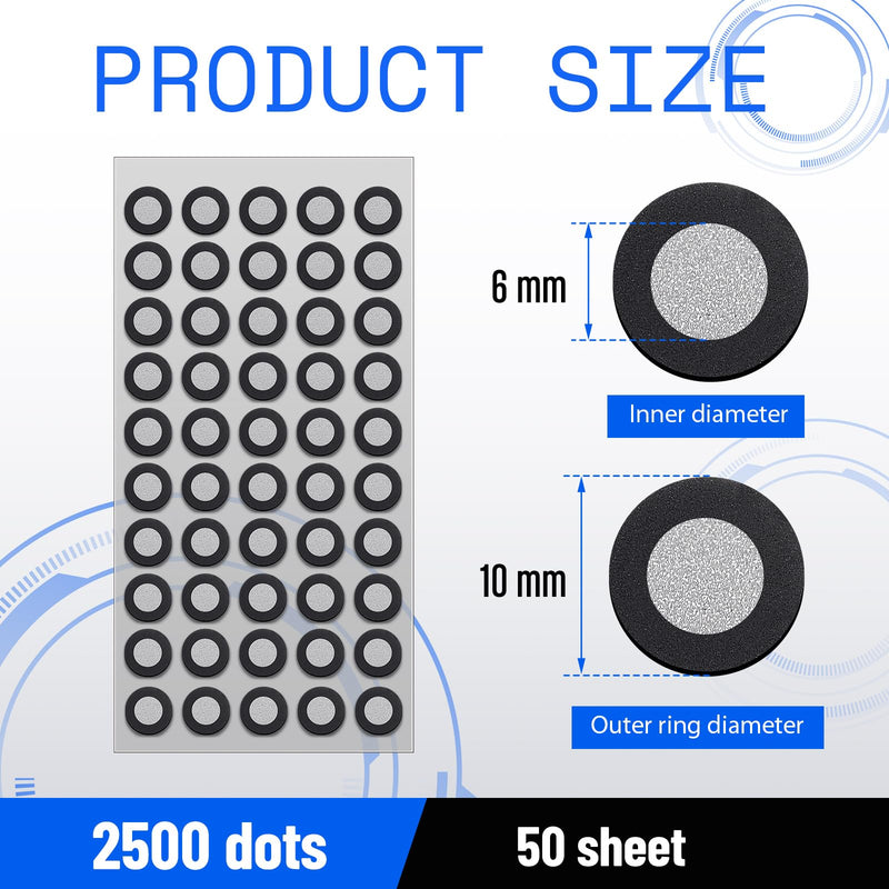 Marspark 50 Sheet 2500 Point 6mm 3D Scanning Markers Dots for 3D Scanner High Accuracy Reflective Reference Adhesive Tracking & Positioning Dots Sticker Diffuse Marker for Industrial Optical Scanning 6.0mm