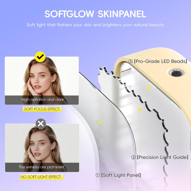 PHOTOOLEX Selfie Light, Portable LED Video Light, Soft Glow Fill Light | with Clip & Mini Tripod, CRI 96+/2500K-9900K/2000mAh Battery, for Phone Webcam Laptop Photo Makeup, Gift for Friends