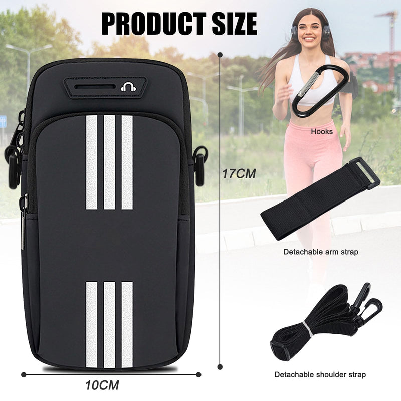 Phone Holder for Running Armband Cell Phone Purse Crossbody for Women Men Kids,iPhone 17 16 15 14 13 12 11 Pro Max Xs 16e Xr X 8 7 Plus Mini Pouch,Galaxy S26 S25 S24 Ultra Note Arm Bag Black