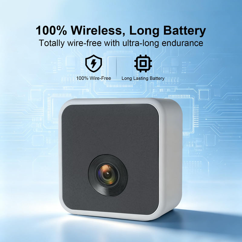 2K Wireless Window Camera with 45-Day Battery, 2.4/5G WiFi, 6s Pre-Roll | 100% Wireless: No Wires, No Outlets, No Drilling. 4MP Color Night Vision & Anti-Glare. Magnetic Mount for Rentals & Homes 1 Large Battery