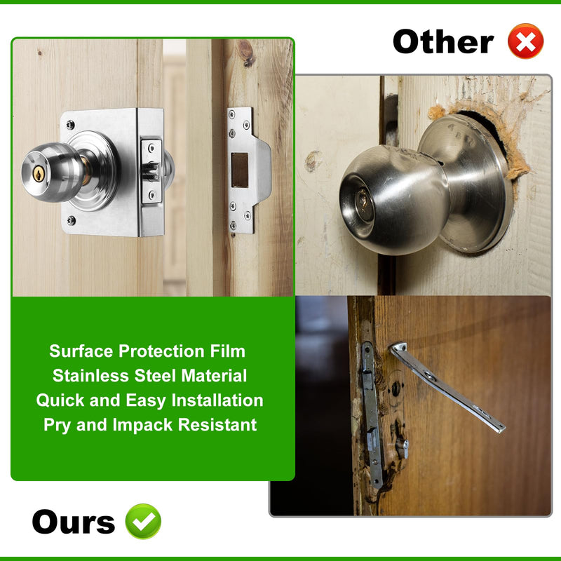 2 PackMP10852 Stainless Steel Lock and Door Reinforcement Plate for 1-3/8 inch Thick Doors, and Includes an Extra-Long Door Strike Plate Kit. Silver 2