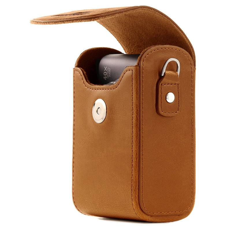 MegaGear Canon PowerShot SX740 HS, SX730 HS Leather Camera Case with Strap - Light Brown