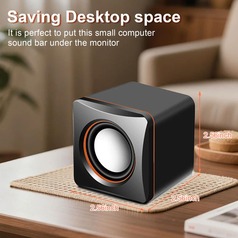 G GENLEAS 1 Pair USB 2.0 Wired Computer Speakers, Mini Desktop Laptop Speakers with Adjustable Volume, 3.5mm AUX Plug Portable Multimedia Stereo Sound Speaker for PC Laptop Tablet Desktop Black