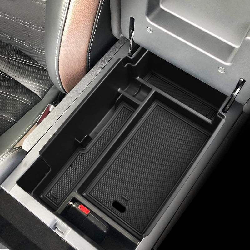 EDBETOS Center Console Organizer Tray Compatible with Nissan Pathfinder Accessories 2022 2023 2024 2025 R53 Interior Secondary Armrest Storage Glove Box Divider ABS Material, Black Trim