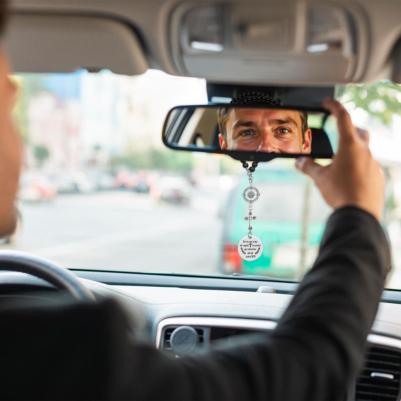 Religious Gifts for Women Men - Cross for Rear View Mirror Psalm 91:11 Bible Verse Christian Car Accessories Car Charm Gifts for Birthday Driver