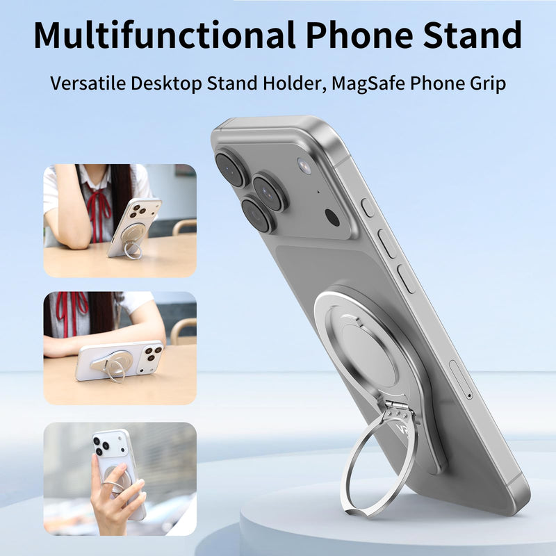 OM Magnetic Mount Phone Holder Clamp for Mag-Safe DJI Osmo Mobile 8P 8 7P 7 SE 6 5 4 Adapter,Quick Release Adapter Magnet Clip Clamp with Finger Ring Stand for OM Gimbal Stabilizer Accessories