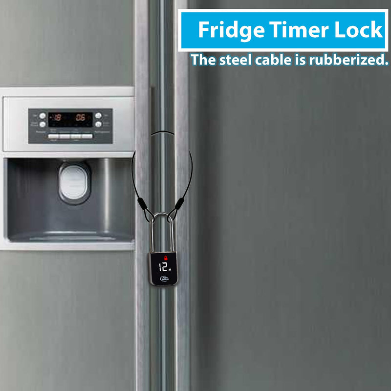 Metal Timer Lock - Smart Padlock for Kitchen Cabinets, Timed Out Keyless Pad Lock, Electronic Time Locking Lock for Cell Phones, Snack, Liquor, Game Consoles & Other Unwanted Temptations Silver