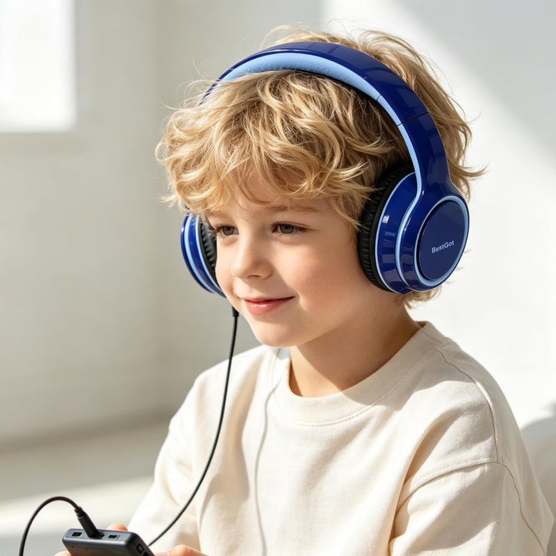 Kids Headphones for kids Over-Ear headset Limited 80/95DB 3.5mm Blue | Children's headphones, comfortable and perfect