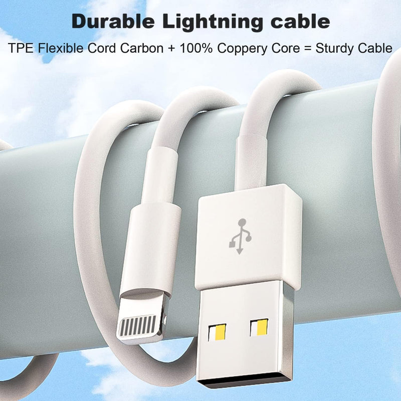 iPad Charger, 2Pack [Apple MFi Certified] 10FT Long USB A to Lightning Cord Cable with USB Wall Charger Travel Plug Foldable Portable Adapter Compatible with iPad, iPadAir, iPadMini, iPadPro, iPhone 2Pack 10FT