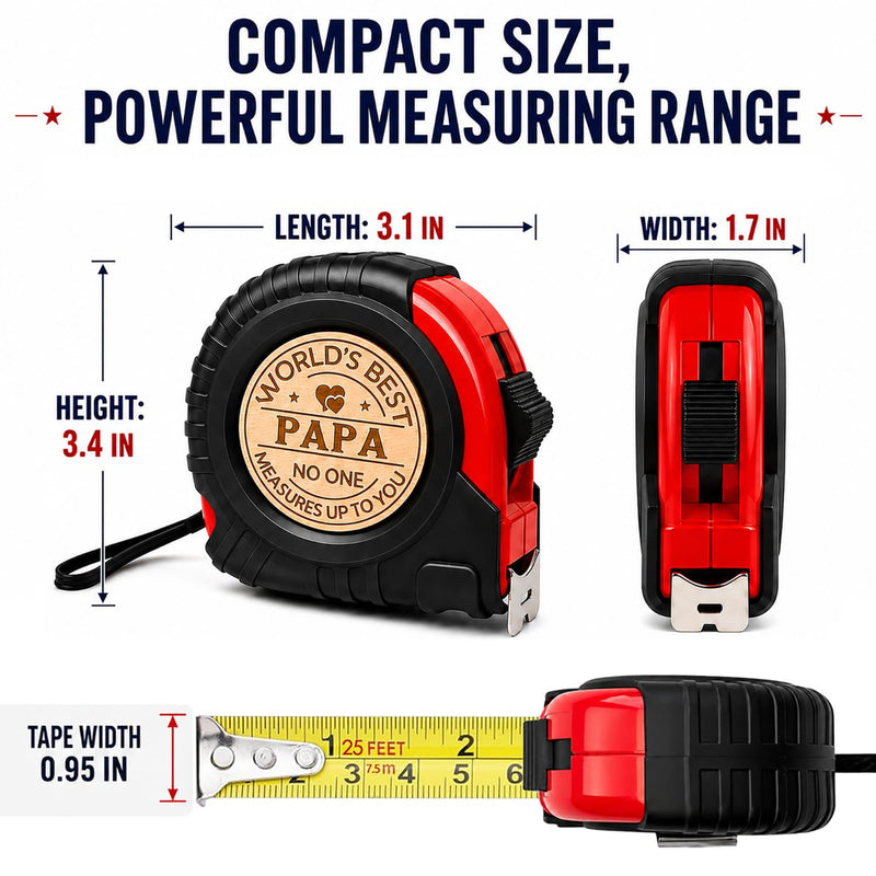 Father’s Day Gifts for Papa Personalized Engraved Tape Measure Birthday Fathers Day for PAPA from Daughter Son Woodworking Carpenter Tool Gifts for Men 7.5m/25ft
