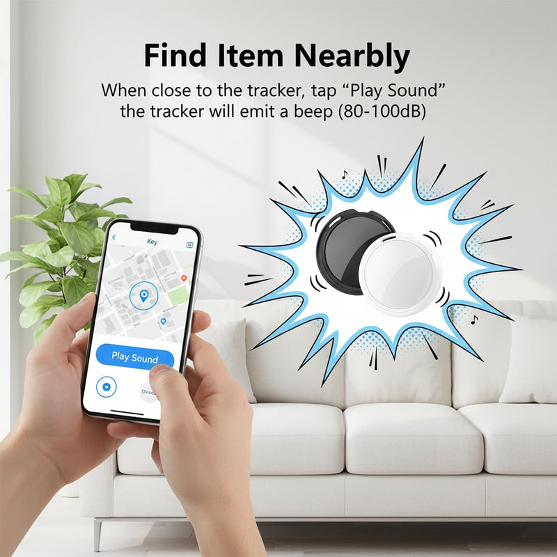 2 Pack GPS Tracker for Vehicles Work with Find My (iOS Only) Real Time Mini | Hidden Car Tracking Devices Worldwide Coverage Car Key Locator Waterproof No Monthly Fee No Subscription No SIM Card Required black+white