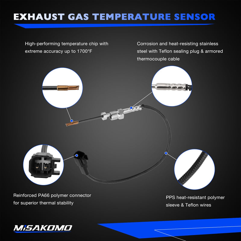 Exhaust Gas Temperature Sensor, EGT Compatible with 2011-2016 Ford F250 F350 F450 F550 Super Duty 6.7L V8, 2015-2019 Transit 150 250 350 350HD 3.2L L5 Diesel, DPF AC3Z5J213C AC3Z12B591A