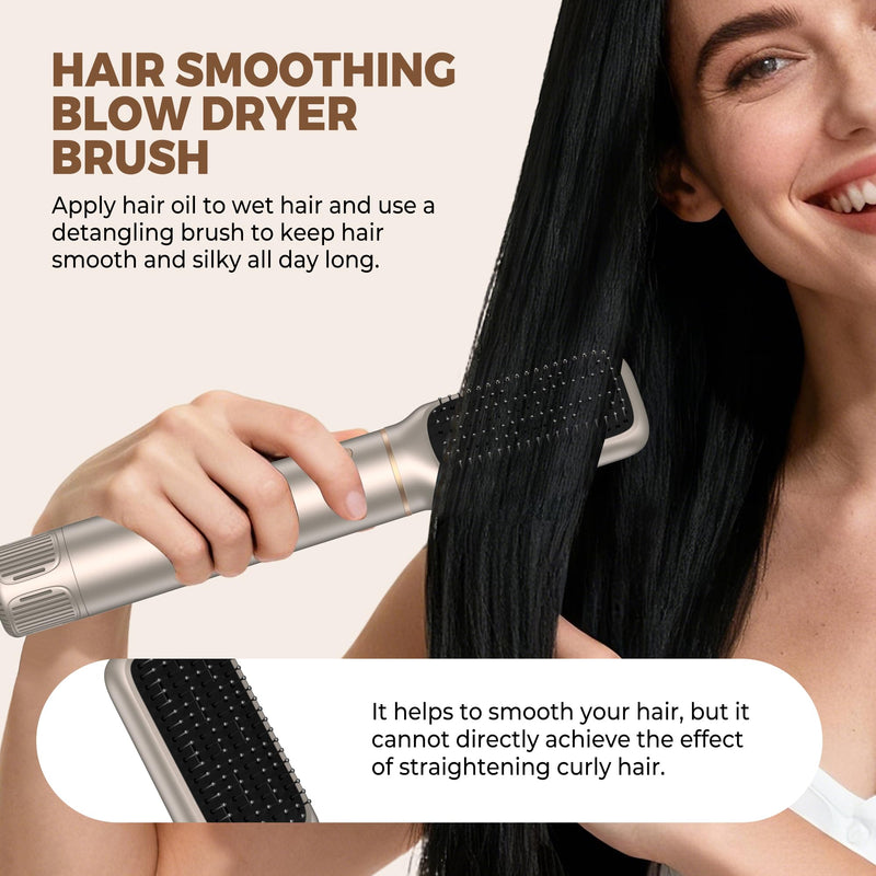UKLISS 6 in 1 Hair Styler | Hair Dryer Brush with LCD Hair Curler Airflow | Airbrush 6 in 1 Airstyler Mit Hair Straightener, Thermal Brush, Hot Airbrush, Multistyler Gifts Set for Women Hair Styling Gold