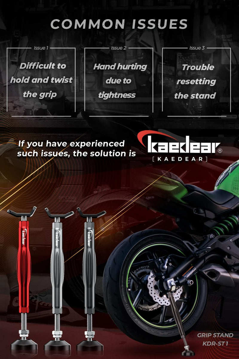 Motorcycle Maintenance Stand, Side Stand, Centre Stand Grip Stand, Easy Turn, Safety, Comfort, with Brake Holder included KDR-ST1 (Red) Red
