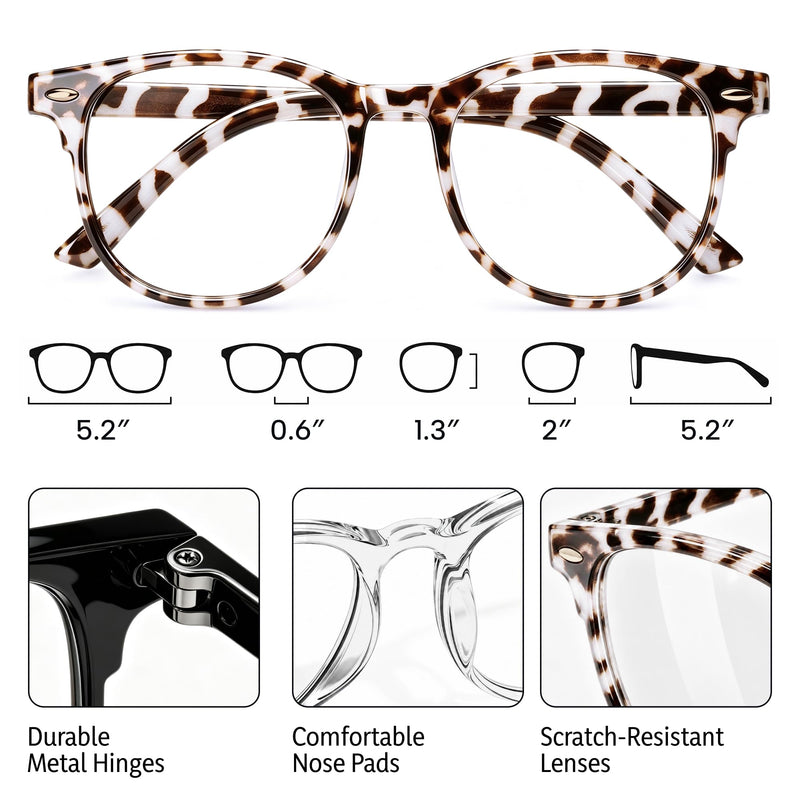 Gaoye Blue Light Glasses for Woman 3 Pack | Half Round, Screen-Ready Computer Glasses Style with UV Protection Coating *Black + Leopard + Clear