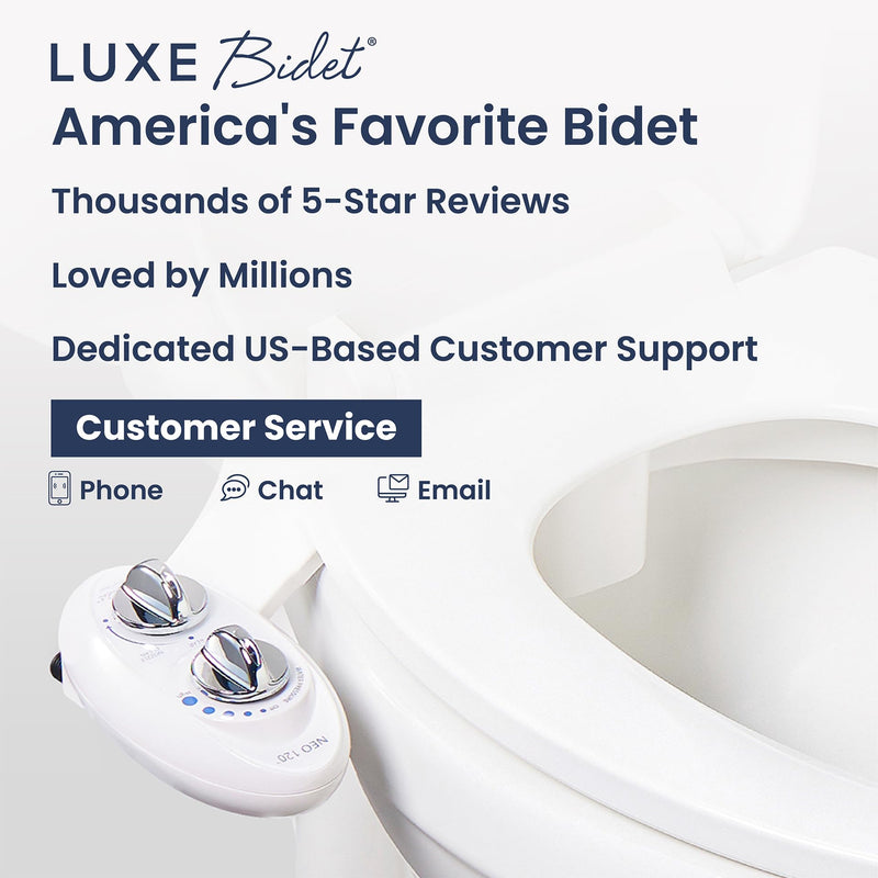 LUXE Bidet NEO 120 - Single Nozzle, Self-Cleaning, Non-Electric Bidet Attachment for Toilet Seat, Adjustable Water Pressure, Rear Wash (White) White