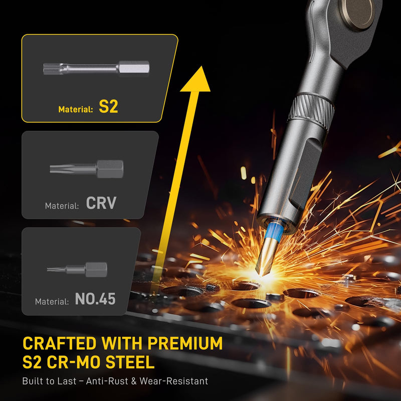 74 in 1 Magnetic Screwdriver Set, Ratchet Screwdriver, Multi Bit Screwdriver Set with Detachable Handle, RepairTool Kit for Furniture, Precision Electronics, Bicycle, DIY, Computer