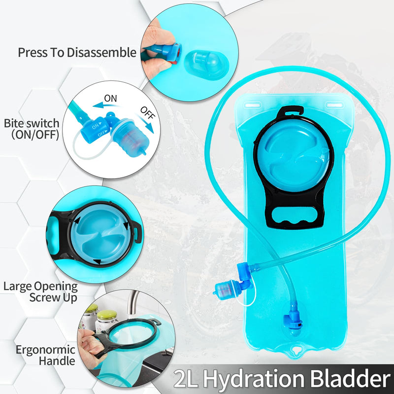 Hydration Backpack with 2L Water Bladder, Lightweight Hydro Pack for Cycling, Running, Hiking, Climbing Black