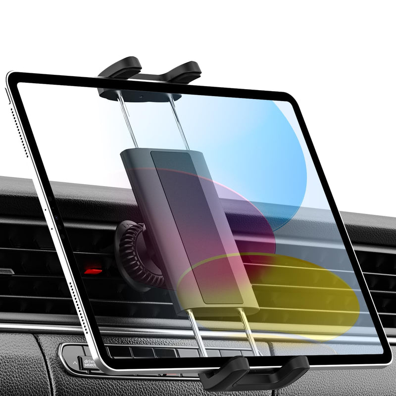 Car Vent Tablet Holder for Car, [Upgrade Clip Never Fall] Air Vent Tablet Mount, 360° Adjustable Truck A/C Hook Cradle for iPad Pro 11 Air Mini, Galaxy Tab, Z Fold, iPhone, 4-11" Devices