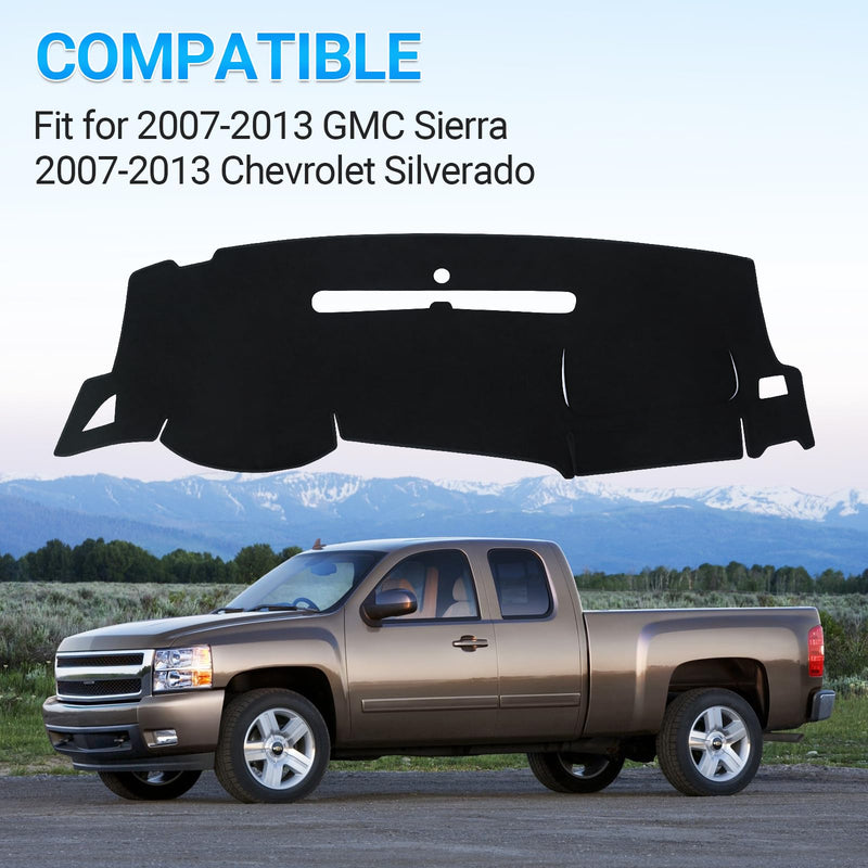 Dashboard Cover Dash Mat Compatible with GMC Sierra Chevy Silverado 2007-2013 Dash Covers - Models with Two Glove Boxes 2007-2013 Chevy Silverado