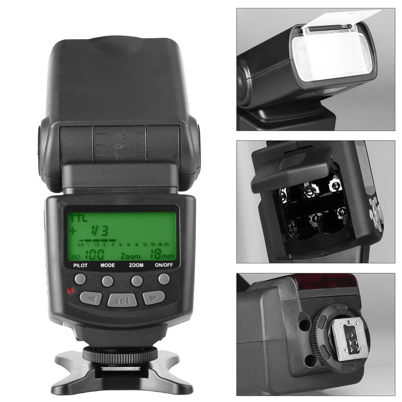 Meike 430N TTL Speedlite LCD Display Shoe Mount Flash Compatible with Nikon F System Digital SLR Cameras D3400 D3300 D3200 D5600 D850 D750 D7200 D5300 D5500 D500 D7100 D3100 etc MK-430N