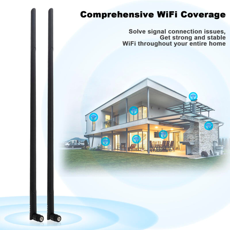 External WiFi Bluetooth Antenna 22DBI Long Range MIMO RP-SMA Male Aerial Antenna and 10FT RP-SMA RG174 Extension Cable for Wireless Router Network Devices PC Camera USB Adapter 2pcs