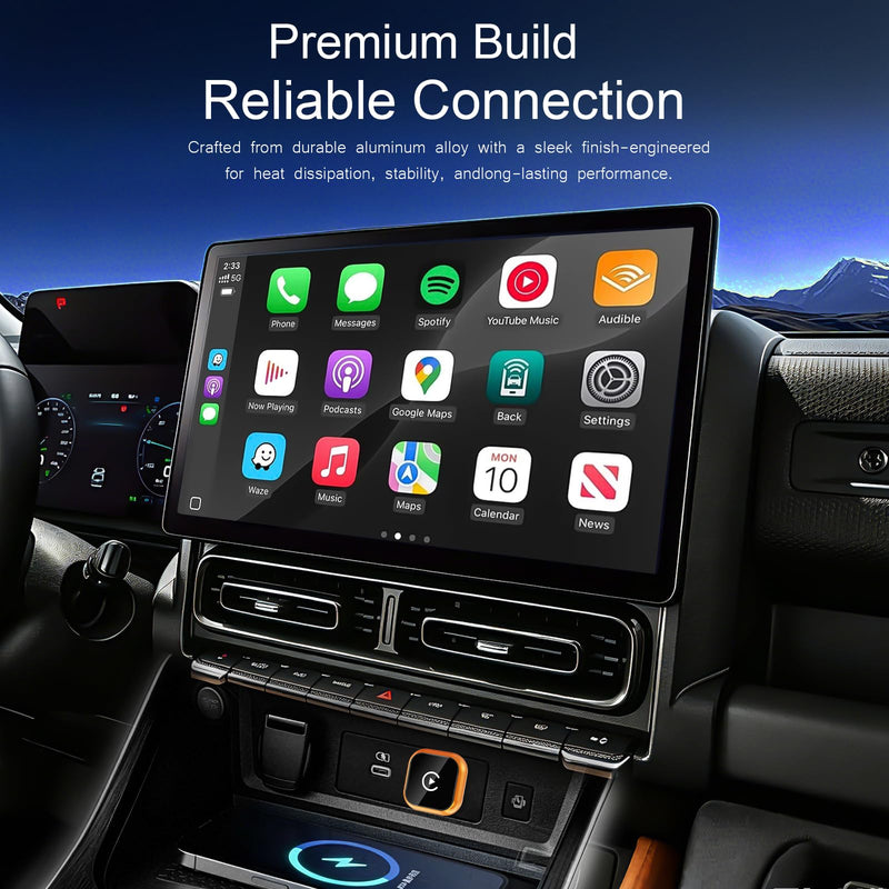 Wireless CarPlay Adapter & Android Auto Adapter, 2 in 1 Wired to Wireless CarPlay Dongle for iPhone & Android, Mini Plug & Play, Stable & No Latency, for iOS 10+ Android 11+ 2016+ Cars (Orange)