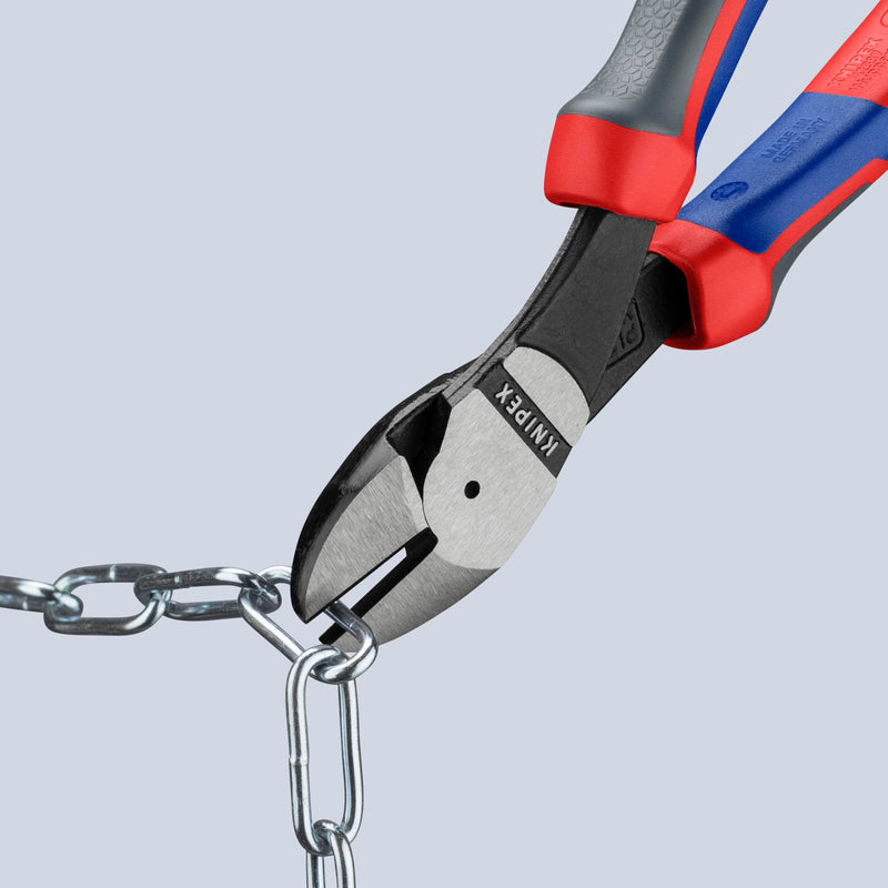 KNIPEX Tools - High Leverage Angled Diagonal Cutters, 12 Degree Angled, Multi-Component (7422200SBA), 8 inches