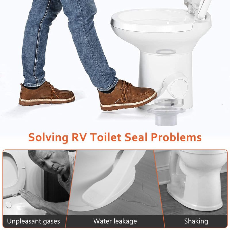 RV Toilet Seal and RV Toilet Flange Kit, Designed for RV 300/310/320 Toilets, Replaces 385345892 RV Floor Flange and 385311658 Flush Seal and 385311652 Base Seal, 3 in 1 Combo Kit - Black 3-in-1 Flange Kit