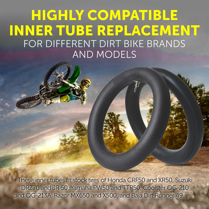 AR-PRO (2-Pack) 2.50/2.75-10 Dirt Bike Replacement Inner Tubes Heavy Duty|Compatible with Honda Crf50 /Xr50, Razor MX650 / MX500, Suzuki DRZ70 / JR50, Yamaha PW50 2.50/2.75-10"
