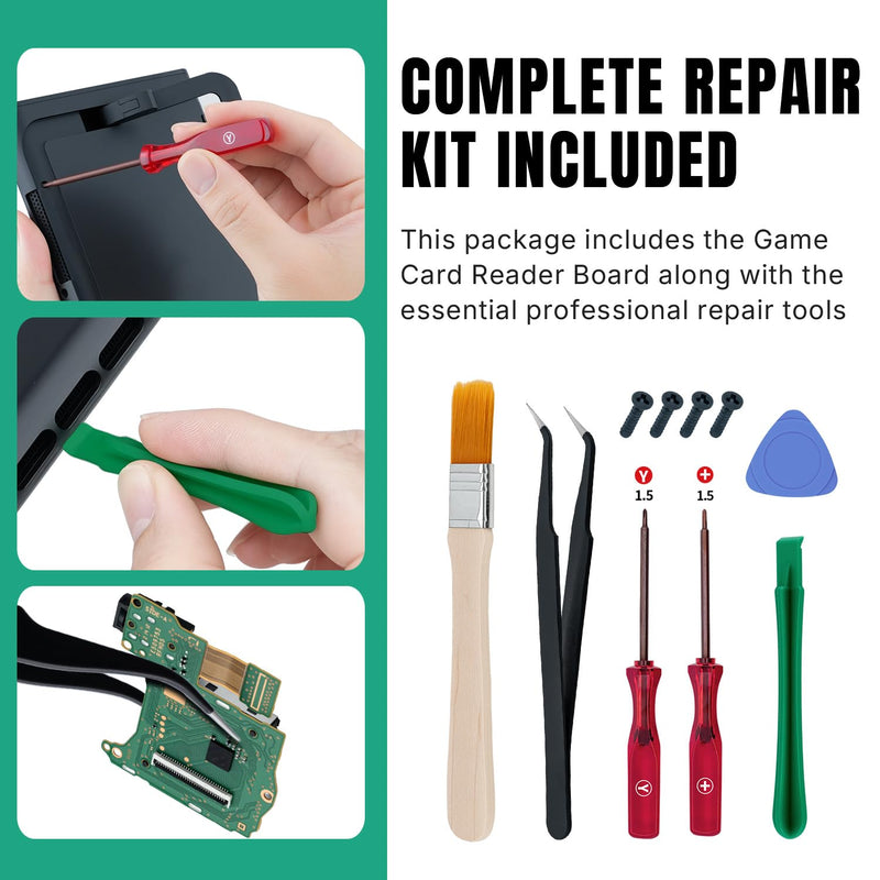 Mcbazel Game Card Reader Slot Replacement for Nintendo Switch HAC-001, Game Cartridge Board with Headphone Jack Connector, Full DIY Repair Tool Kit for Reading Error & No Audio Issues (NOT for OLED/Lite)