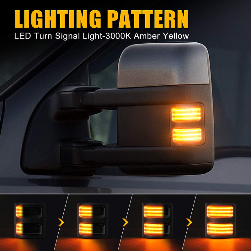 SUPAREE LED Sequential Switchback Side Mirror Marker Running & Turn Signal Light fit For 2008-2016 F250 F350 F450 F550 Super Duty Running light and Turn signal Aftermarket Replacement