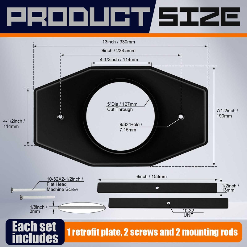 Tandefio 1 Set One Hole Remodel Plate Compatible with Moen Renovation Shower Cover Plate Compatible with Delta Tub Valve for 2 Handle or 3 Handle Shower Updates (13" X 7.5",Matte Black) 13" X 7.5" Matte Black