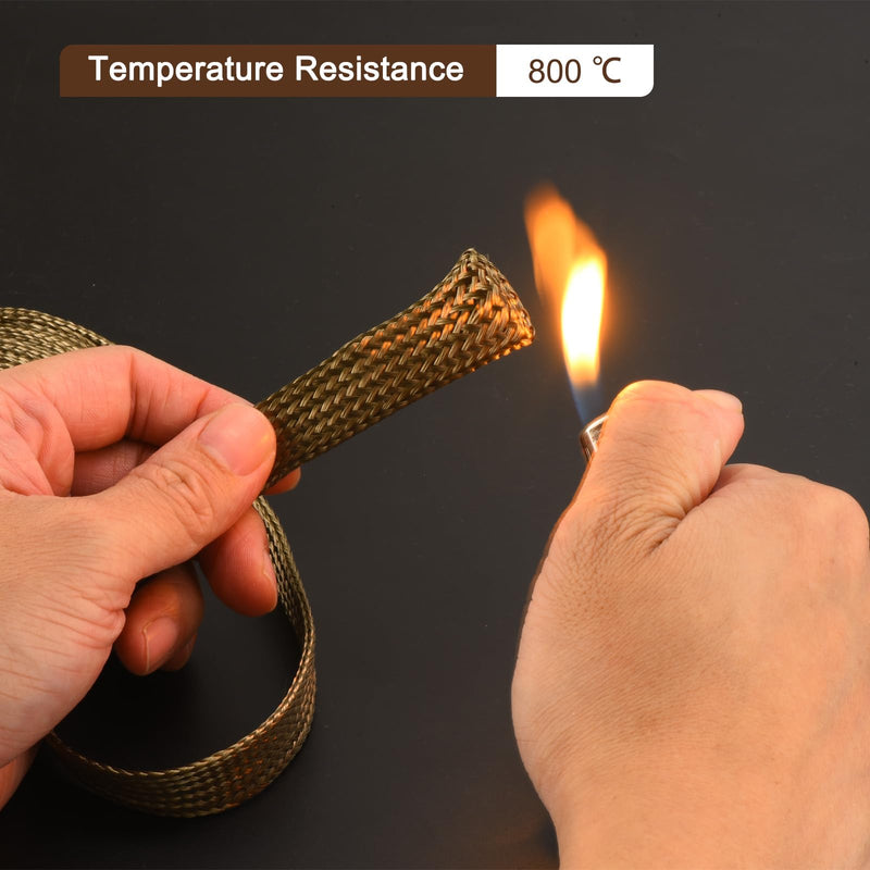 MECCANIXITY Heat Shield Sleeve, 3/8" ID 10 Feet Heat Sleeve Automotive Wire Heat Shield Fuel Line Heat Shield Sleeve Heat Sleeve Heat Wrap 800 Degree for Wires, Titanium Color 0.4" ID 10 Feet