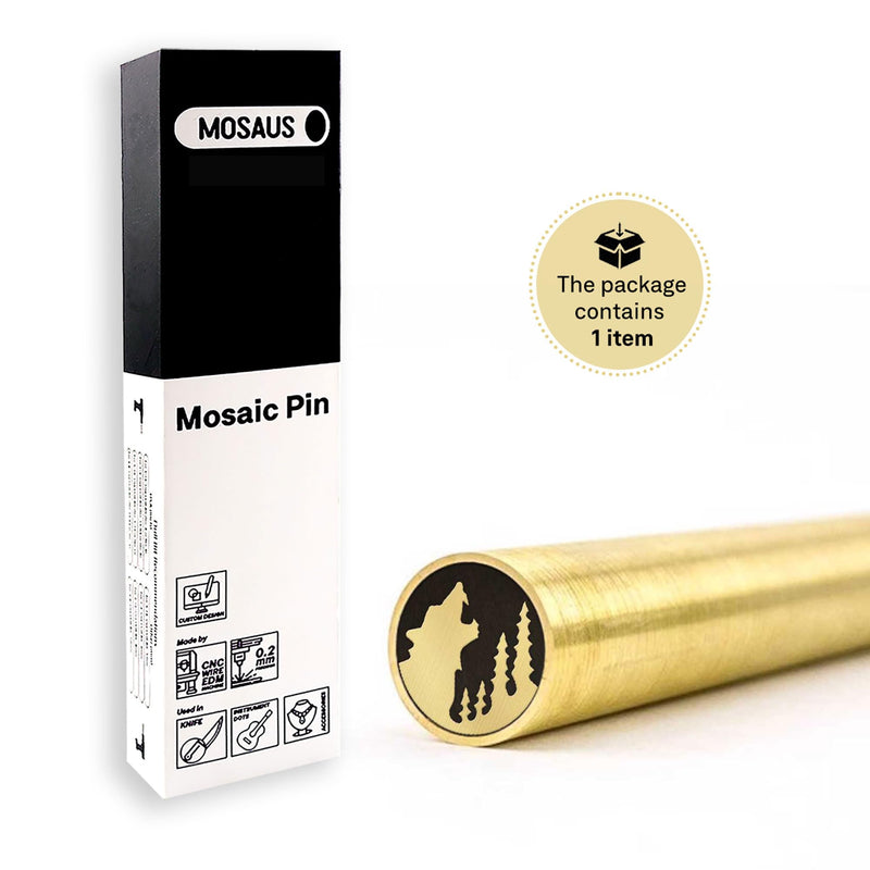 Mosaic Pin for Knife | Decorative Brass Heavy Duty Knife Handle Pins for Fixed Blade Knives | Handmade Pocket Knife Pins Tools (Wolf Howling, 5/16" (8mm) Wolf Howling 5/16" (8mm)
