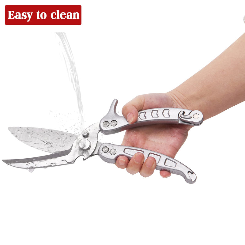 Poultry Shears Scissors Heavy Duty,Kitchen Shears,Multi-purpose Stainless Steel Kitchen Scissors for Christmas Turkey Food, Chicken,Fish,Meat,Separable easy to clean thoroughly,Dishwasher Safe. Y-silver