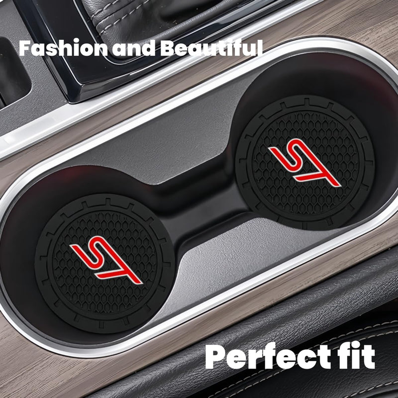 2 Pcs Black car Cup Holder Coaster Compatible with ST 2.75 Inch Silicone Anti-Slip Fashion car Interior Accessories