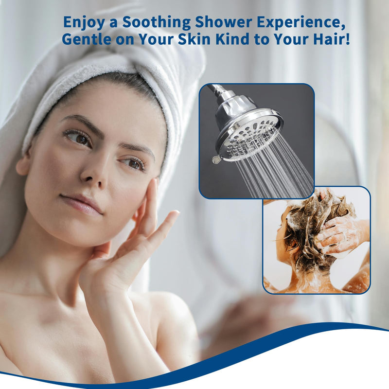 Filtered Shower Head - Water Softener Shower Head - Shower Filter for Hard Water Remove | Reduces Impurities Chlorine and Harmful Substances - Chrome 5.5 Inch-2.5GPM
